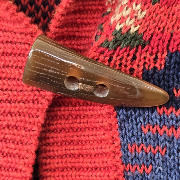 Chaps Denim Aztec Shawl Collar Single Button Cardigan Sweater ~Womens Size L - Picture 3 of 8